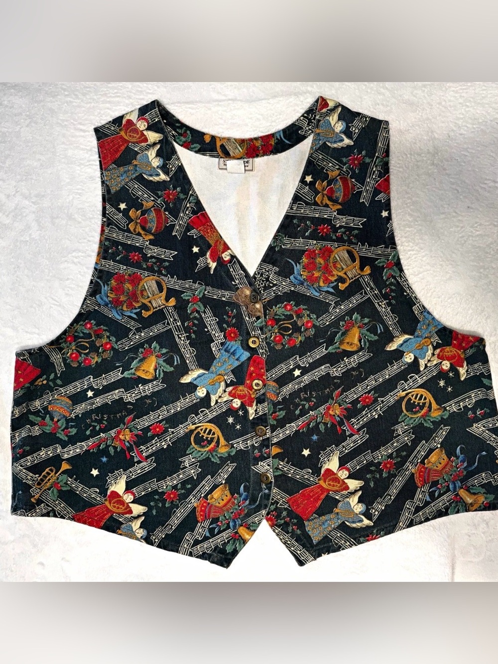 Stampede 3X Vintage Christmas Vest Angels Music Holiday Necessity